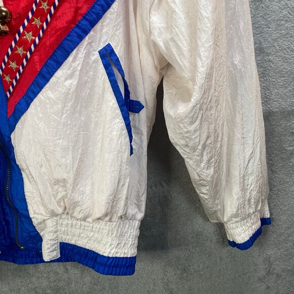 Vintage Track Jacket Small Zip Up Patriotic USA Nautical Coastal 80s - Picture 6 of 14